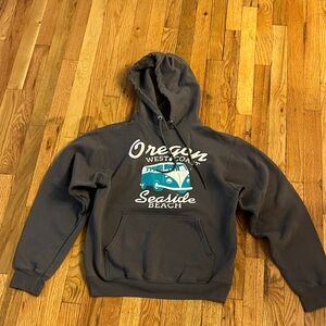 Oregon Seaside Beach Graphic Hoodie - Dark Gray